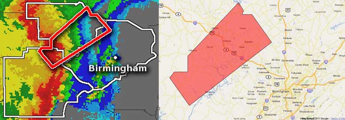 Storm based warning map