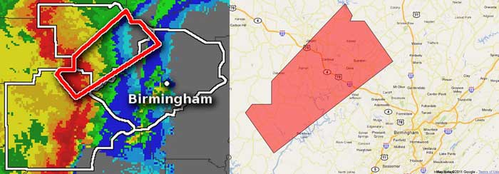 Storm based warning map