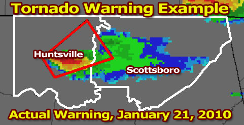 Storm based warning map