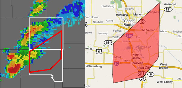 Storm based warning map