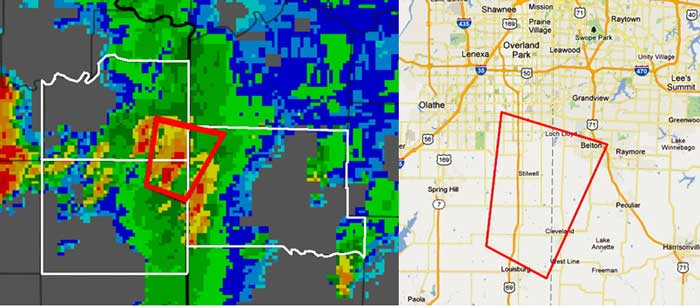 Storm based warning map
