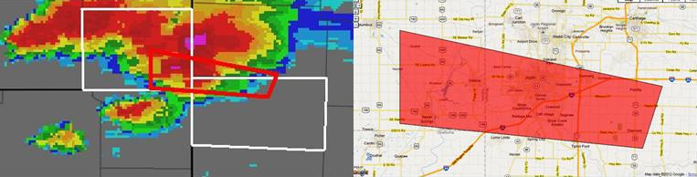 Storm based warning map